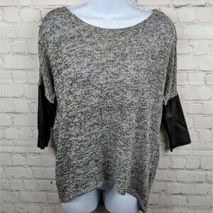 H&M Divided Knit Faux Leather Sleeve Shirt